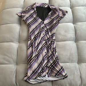 Motel Rocks Mini Striped Purple Button-Down Dress size XS